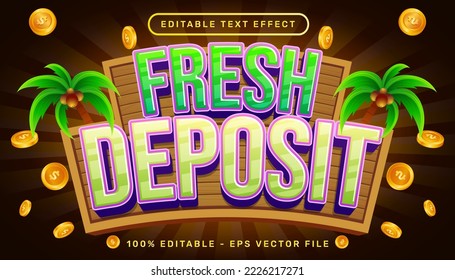 fresh deposit 3d text effect and editable text effect with coconut tree