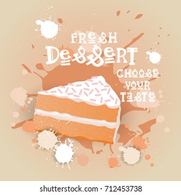 Fresh Dessert Banner Colorful Cake Sweet Beautiful Delicious Food Logo Flat Vector Illustration