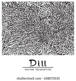 Fresh Dill. Vector Engraving Illustration on a White Background. The result of black and white auto-trace adapted for easy use.