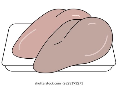 Fresh and Discolored Raw Chicken Meat Comparison Showing Changes in Food Quality and Freshness