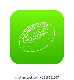 Fresh donut icon green vector isolated on white background