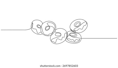 Ícone de rosquinhas ilustração de vetor de arte de linha única contínua