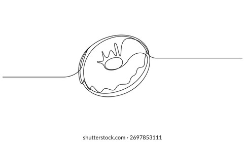 Donas frescas Icon Ilustración vectorial de arte de una sola línea continua