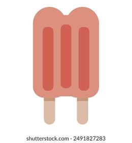 Ilustración fresca del hielo del palillo doble, ilustración colorida del helado del palillo del postre dulce, conjunto diverso del helado del color aislado en fondo blanco. Ilustración vectorial.