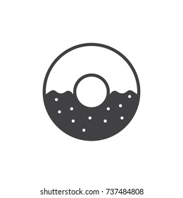 Fresh doughnut icon vector, filled flat sign, solid pictogram isolated on white. Donut symbol, logo illustration.