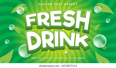 Fresh Drink 3d editierbare Texteffekt-Vorlage geeignet für die Natur