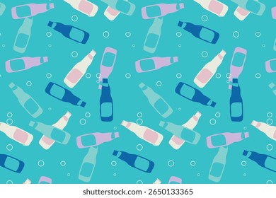 Fresh drink  bottles texture organic seamless pattern for healthy projects and drinking water promotions