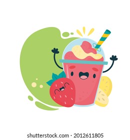 fresh drink cartoon illustration image with summer concept