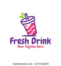 Fresh Drink Cup Healthy Beverage Logo Template