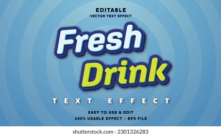 fresh drink editable text effect with modern and simple style, usable for logo or campaign title	