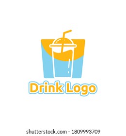 fresh drink glass logo, in yellow and blue