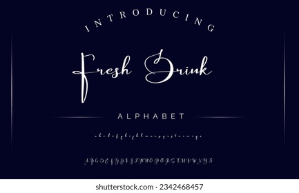 Fresh Drink Handgezeichnetes Vektoralphabet. Moderne Schriftart für monoline Signaturen. Eleganter Schriftzeichen. Beste Alphabet Schöne Kalligrafie Schriftart Schriftzeichen handschriftlich