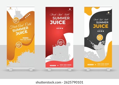 Fresh drink juice rollup banner design template
