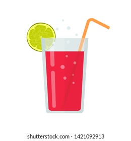 Fresh drink lemonade glass of smoothie diet beverage cocktail vector illustration in flat cartoon design isolated