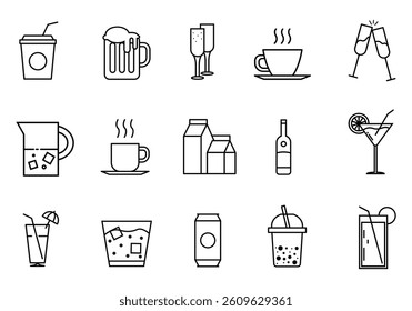 Fresh Drink Line Icon Element Set
