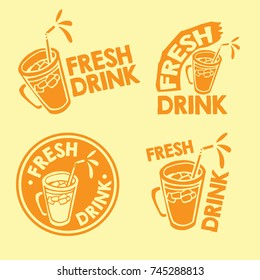 Fresh Drink Logo Set And Mascot Template 