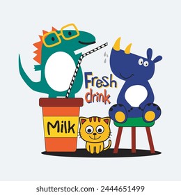 fresh drink milk design cartoon vector illustration