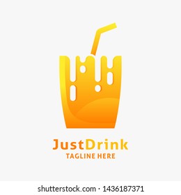 Fresh drink of orange juice logo design