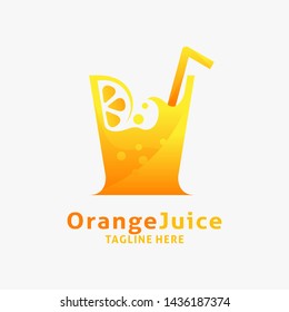 Fresh drink of orange juice logo design