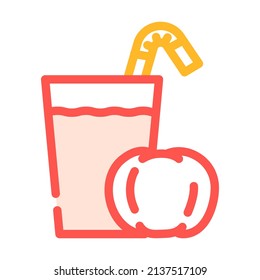 fresh drink prepare from tomato color icon vector. fresh drink prepare from tomato sign. isolated symbol illustration