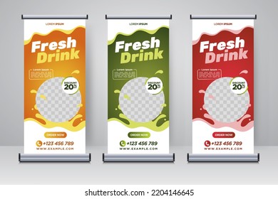 fresh drink rollup or X banner design template