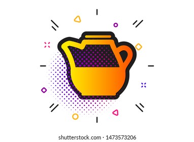 Fresh drink sign. Halftone circles pattern. Milk jug for coffee icon. Beverage symbol. Classic flat milk jug icon. Vector