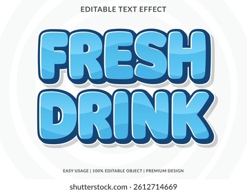 Fresh drink text effect typography font style template cute cartoon style for business logo and brand
