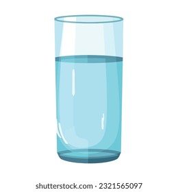 Fresh drinking water in crystal clear glass over white