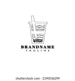 fresh drinks cartoon logo template icon design black modern isolated illustration