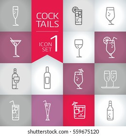 Fresh Drinks and cocktail geometry modern Vector icons set 