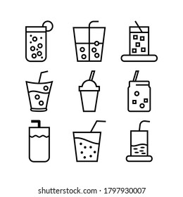 Icono de bebidas frescas o logotipo símbolo de señas aislado ilustración vectorial - Colección de iconos vectoriales de estilo negro de alta calidad
