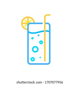 Fresh drinks icon in outline style. Lemonade logo design