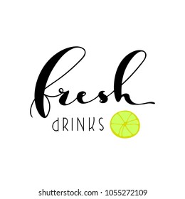 fresh drinks lettering