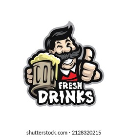 Fresh drinks mascot logo design vector with concept style for badge, emblem and t shirt printing. Fresh drinks illustration.