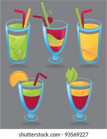 fresh drinks, vector collection of cocktails