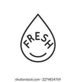 Fresh, drop labeled fresh, linear icon. Line with editable stroke