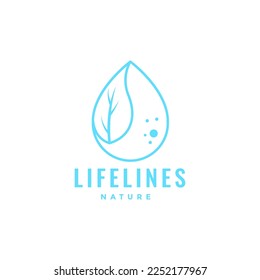fresh drop water bubble leaf nature minimal logo design vector icon illustration template