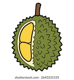 fresh durian fruit healthy food flat color vector illustration template design