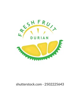 Fresh Durian Fruit Illustration Logo Design. Durian Logo Icon.