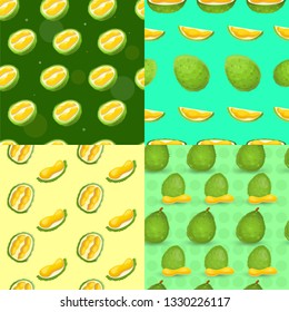 Fresh durian pattern set. Cartoon illustration of fresh durian vector pattern set for web design