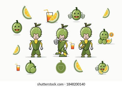 Fresh durian set design vector template