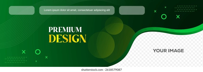 A Fresh And Dynamic Abstract Background In Green Tones With Smooth Wave Patterns, Geometric Elements, And A Placeholder Area For Images Perfect For Business Promotions, Product Displays, And Marketing