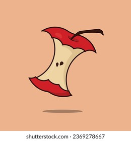 Fresh Eaten Apple Fruit Illustration Vector Icon