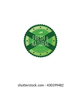 fresh eco friendly green theme label vector art illustration
