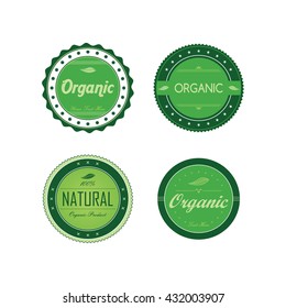 fresh eco friendly green theme label set vector art illustration