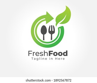 Fresh eco green food logo design inspiration
