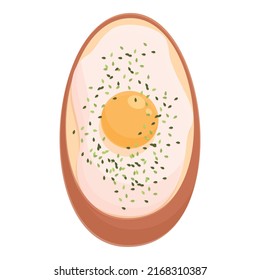 Fresh egg bruschetta icon cartoon vector. Bread food. Toast food