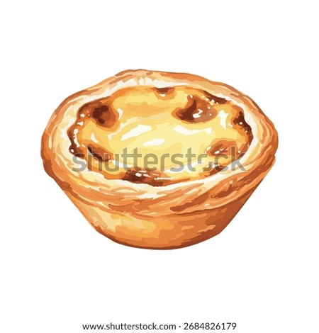  Fresh egg tart vector isolated dessert illustration white background