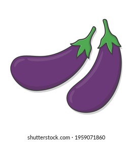 Fresh Eggplant Vector Icon Illustration. Eggplant Flat Icon