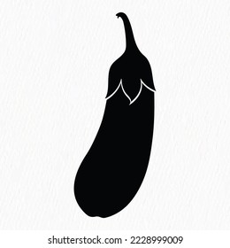 Fresh Eggplant vegetable hand drawn Silhouette. Vegetarian salad recipe design. vector illustration in flat style